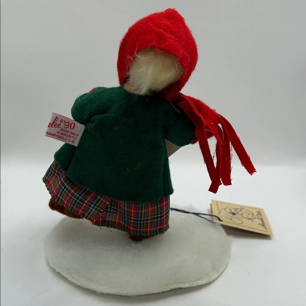Annalee Doll with Red Scarf and Plaid Skirt